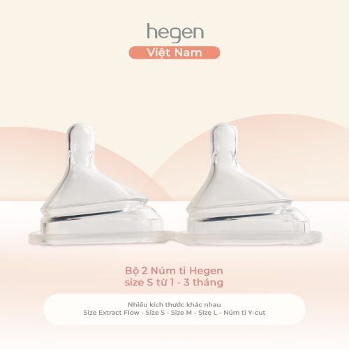 Bộ 2 Núm ti Hegen size S từ 1 - 3 tháng