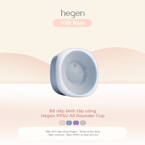 Bộ nắp bình tập uống Hegen PPSU All Rounder Cup, Blue