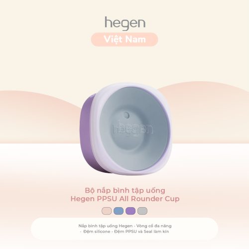Bộ nắp bình tập uống Hegen PPSU All Rounder Cup, Purple