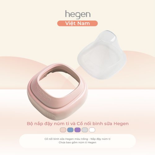 Bộ nắp đậy núm ti và Cổ nối bình sữa Hegen, Pink
