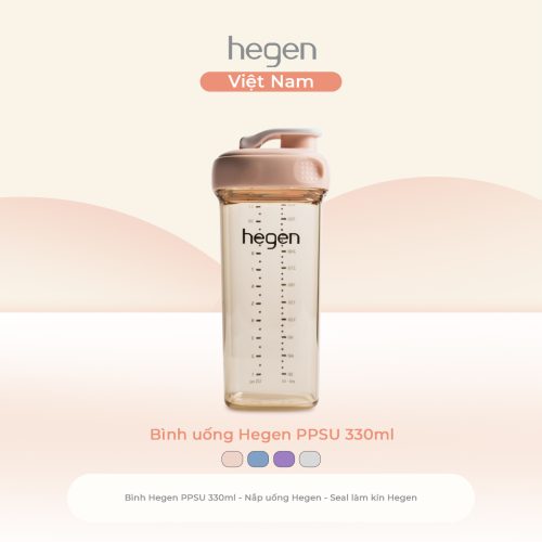 Bình uống Hegen PPSU 330ml (nắp nhỏ), Pink