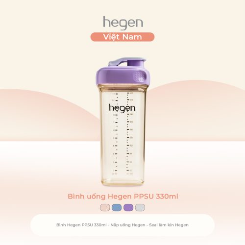 Bình uống Hegen PPSU 330ml (nắp nhỏ), Purple