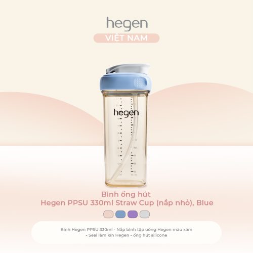 Bình ống hút Hegen Straw cup PPSU 330ml (nắp nhỏ), Blue