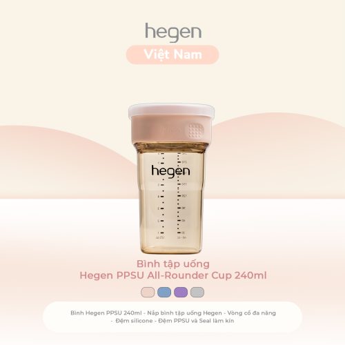 Bình tập uống Hegen PPSU All-Rounder Cup 240ml, Pink