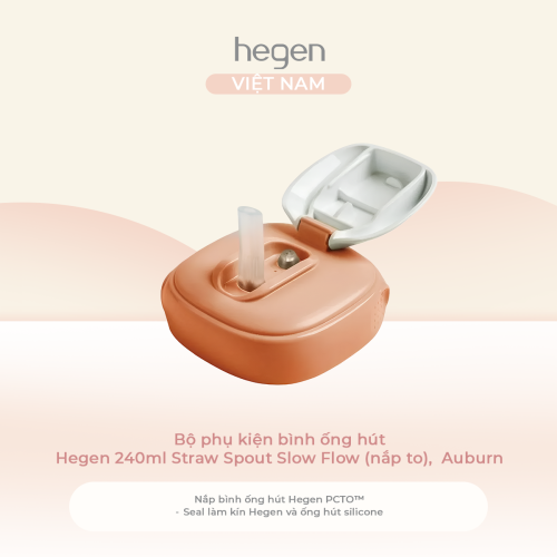 Bộ phụ kiện bình ống hút Hegen 240ml Straw Spout Slow Flow (nắp to), Auburn