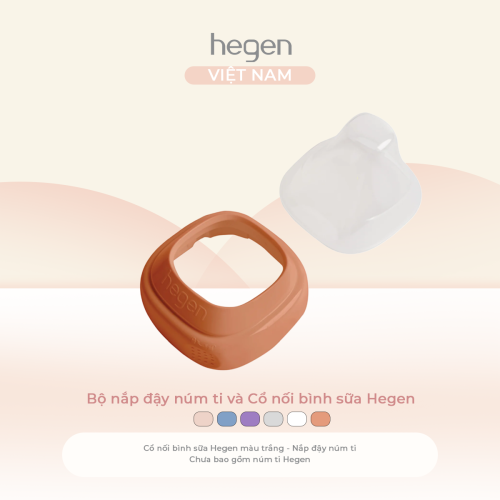 Bộ nắp đậy núm ti và Cổ nối bình sữa Hegen, Auburn