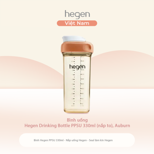 Bình uống Hegen Drinking Bottle PPSU 330ml (nắp to), Auburn